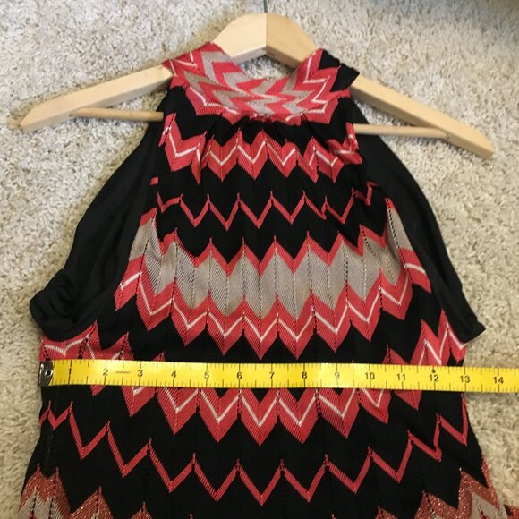 Hale Bob Zigzag Halter Neck Tassel Tie Up Pleated Flapper Dress - Picture 13 of 16